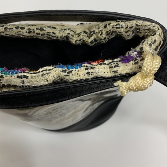 Express | Black Leather Lined Clear Bucket Bag Satchel | Boho Interior Event Bag - Picture 7 of 10